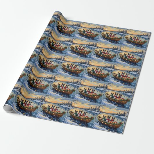 Papier Cadeau Cane Corso Noël Bateau Vacances (Déroulé)