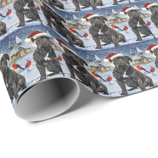Papier Cadeau Cane Corso Winter Wonderland Noël Joie (Coin rond)