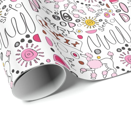 PAPIER CADEAU CANICHE (Coin rond)