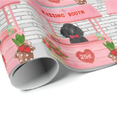 Papier Cadeau caniche Chien Valentine's Day Kissing Booth (Coin rond)