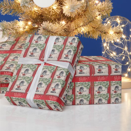 Papier Cadeau Caniche de Noël Vintage (Vacances)