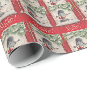 Papier Cadeau Caniche de Noël Vintage (Coin rond)