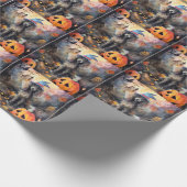 Papier Cadeau Caniche D'Halloween Avec Peur Citrouille (Coin)