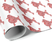 Papier Cadeau Caniche Noël Chien mignon Silhouette Blanc (Coin rond)