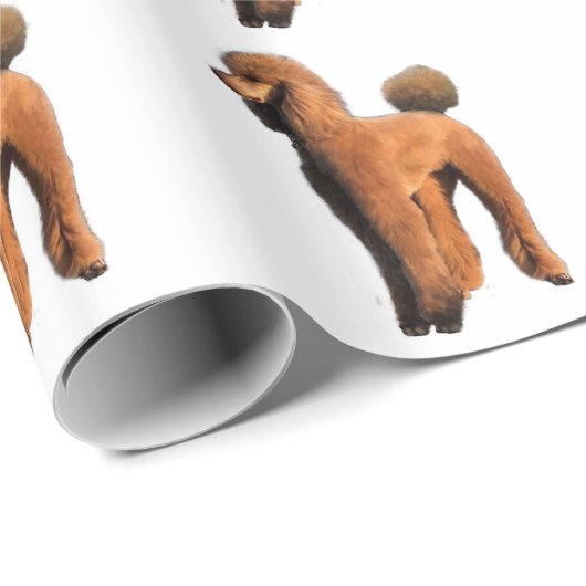 Papier Cadeau caniche rouge (Coin rond)