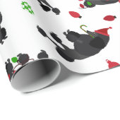 Papier Cadeau Canicules noires de Noël blanc (Coin rond)