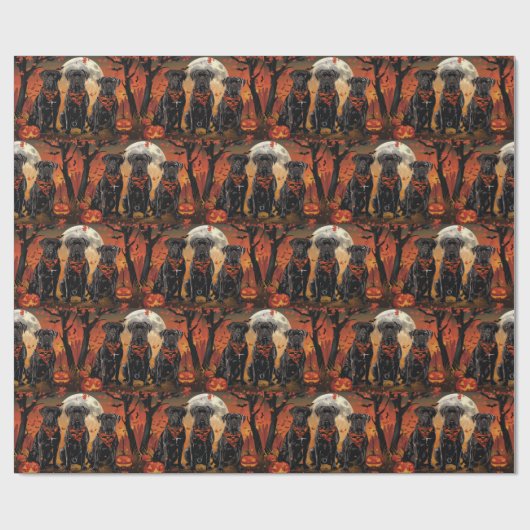 Papier Cadeau Canne Corso Halloween Éffrayant (Plat)