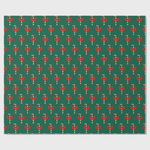 Papier Cadeau Canne de bonbon et nœud