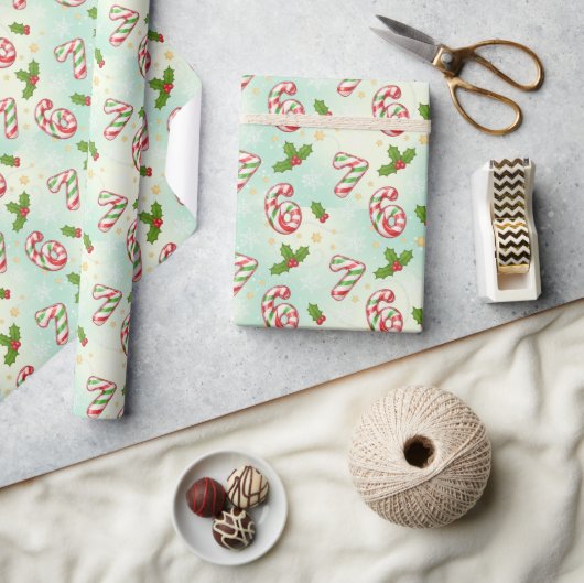 Papier Cadeau Canne de Noël 6-7 Mème Fêtes (Artisanat)