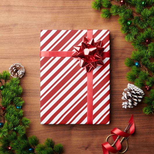 Papier Cadeau Canne de Noël Élégante Classique (Cadeau de vacances)