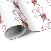 Papier Cadeau Canne de Noël Noël (Coin rond)
