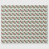 Papier Cadeau Canneberge et pin : Rayon rouge et vert (Plat)