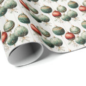 Papier Cadeau Canneberge et pin : Rayon rouge et vert (Coin rond)