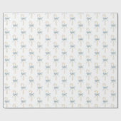 Papier Cadeau Canneberges Blanches Ruban Bleu Noël (Plat)