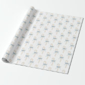 Papier Cadeau Canneberges Blanches Ruban Bleu Noël (Déroulé)