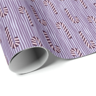 Papier Cadeau Canneberges roses rayures violettes Noël