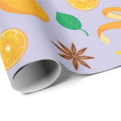 Papier Cadeau Cannelle, Oranges et Star Anise Automne sans coutu (Coin rond)