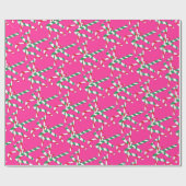 Papier Cadeau Cannes roses chaudes (Plat)