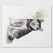 Papier Cadeau Canvas à chien Husky (Plat)