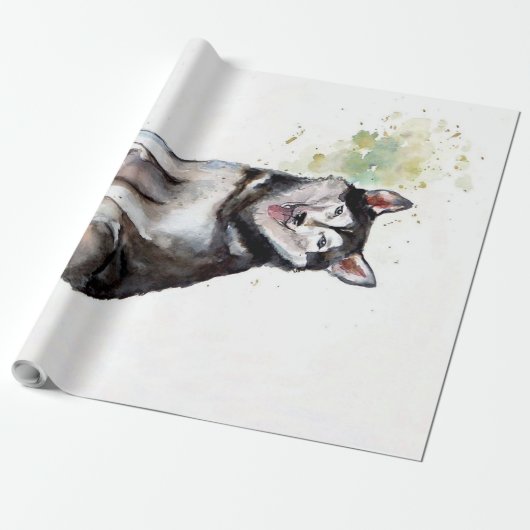 Papier Cadeau Canvas à chien Husky (Déroulé)