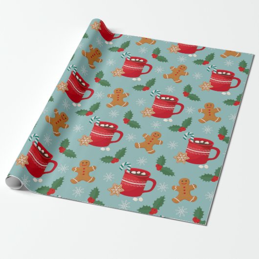Papier Cadeau Caoutchouc chaud et pain d'épices Papier d'envelop (Déroulé)