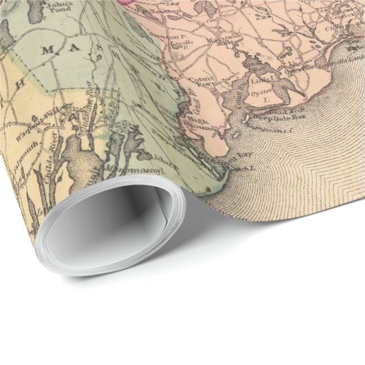 Papier Cadeau Cape Cod, Martha's Vineyard & Nantucket Map (1871) (Coin rond)