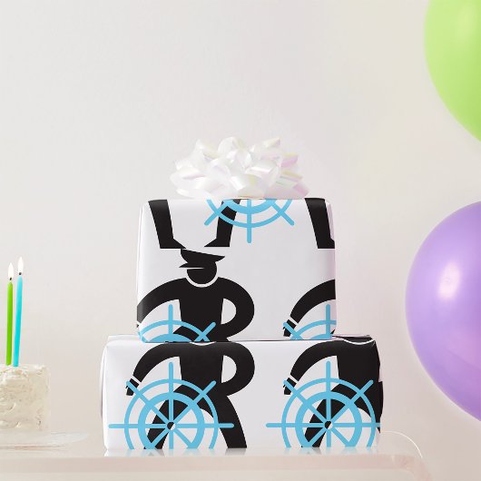 Papier Cadeau Capitaine De Navire À La Tête