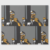 Papier Cadeau Capitaine de sous-marin nautique utilisant un peri (Plat)