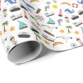 Papier Cadeau Capitaine du jeune garçon marin nautique (Coin rond)