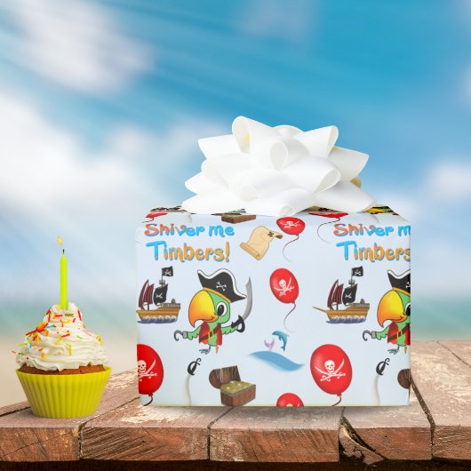 Papier Cadeau Capitaine Parrot Trésor Pirate