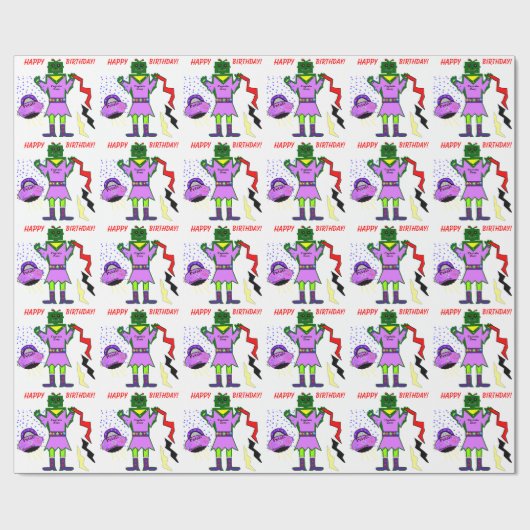 Papier Cadeau Capitaine Zoey Robot Rosée Robe Fleurs Volant (Plat)