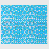 Papier Cadeau Capri Bleu Blanc XL Quatrefoil Marocain #7DS (Plat)