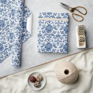 Papier Cadeau Capri Flair Vintage : Bleu & Blanc Art Italien