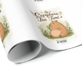 Papier Cadeau Capybara à l'heure du thé | Capybara mignon buvant (Coin rond)