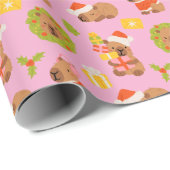 Papier Cadeau Capybara de Noël mignon (Coin rond)
