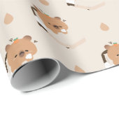 Papier Cadeau Capybara fatigué mignon (Coin rond)