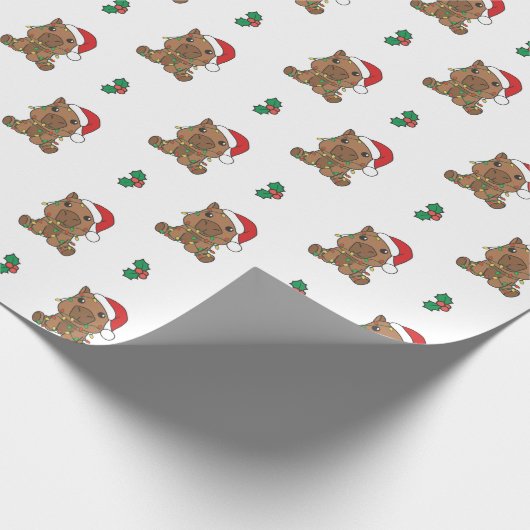 Papier Cadeau Capybara Noël Animaux d'hiver (Coin)