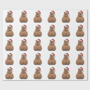 Papier Cadeau Capybara Noël Correspondant Drôle de Père Noël