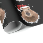 Papier Cadeau Capybara Noël drôle  (Coin rond)