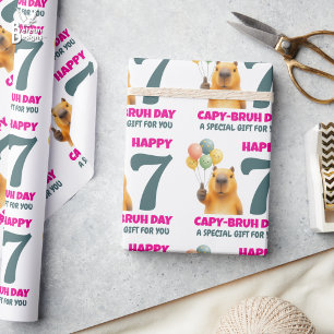 Papier Cadeau Capybara personnalisé JOUR DE CAPYBRUH FÊTE 7e ann