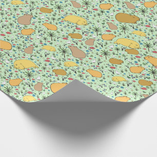 Papier Cadeau Capybaras en vert