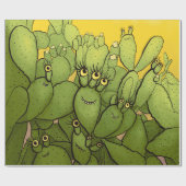 Papier Cadeau Caractère Cactus amusant Caractères succulents mig (Plat)