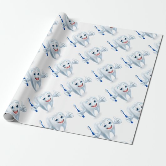 Papier Cadeau Caractère de mascotte de dent (Déroulé)