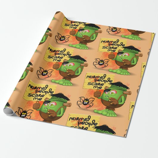 Papier Cadeau Caractère Frankenstein de 'Normal People Scare Me' (Déroulé)
