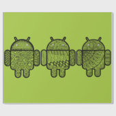 Papier Cadeau Caractères de griffonnage pour le robot d'Android™ (Plat)
