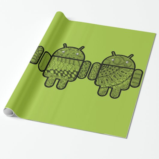 Papier Cadeau Caractères de griffonnage pour le robot d'Android™ (Déroulé)