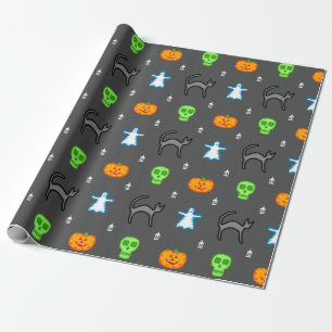 Papier Cadeau Caractères d'Halloween de style mignon