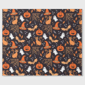 Papier Cadeau Caractères d'halloween illustrés mignons sur bg no (Plat)