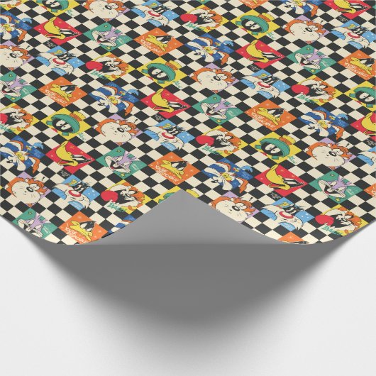 Papier Cadeau Caractères LOONEY TUNES™ sur Checker noir et blanc (Coin)