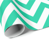Papier Cadeau Caraïbes Vert blanc XL Chevron ZigZag Motif (Coin rond)